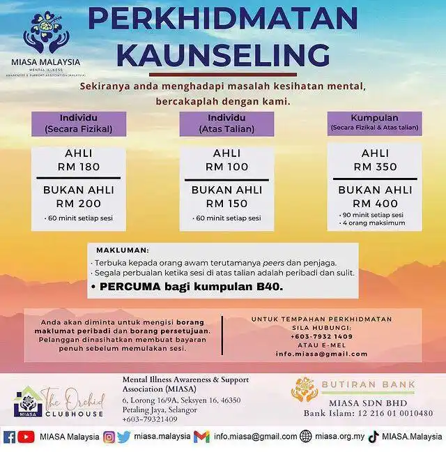 Image from MIASA Malaysia: Assalamualaikum dan hai semua! MIASA menyediakan perkhidmatan kaunsel...