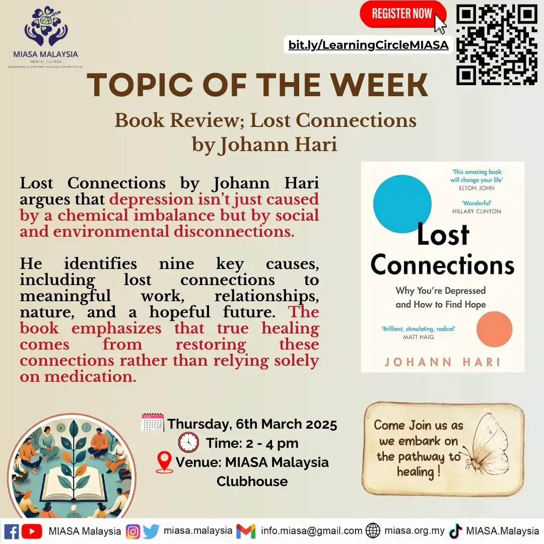 Image from MIASA Malaysia: 📚 Mental Health Learning Circle: Book Review 📚 Next week, we’re div...