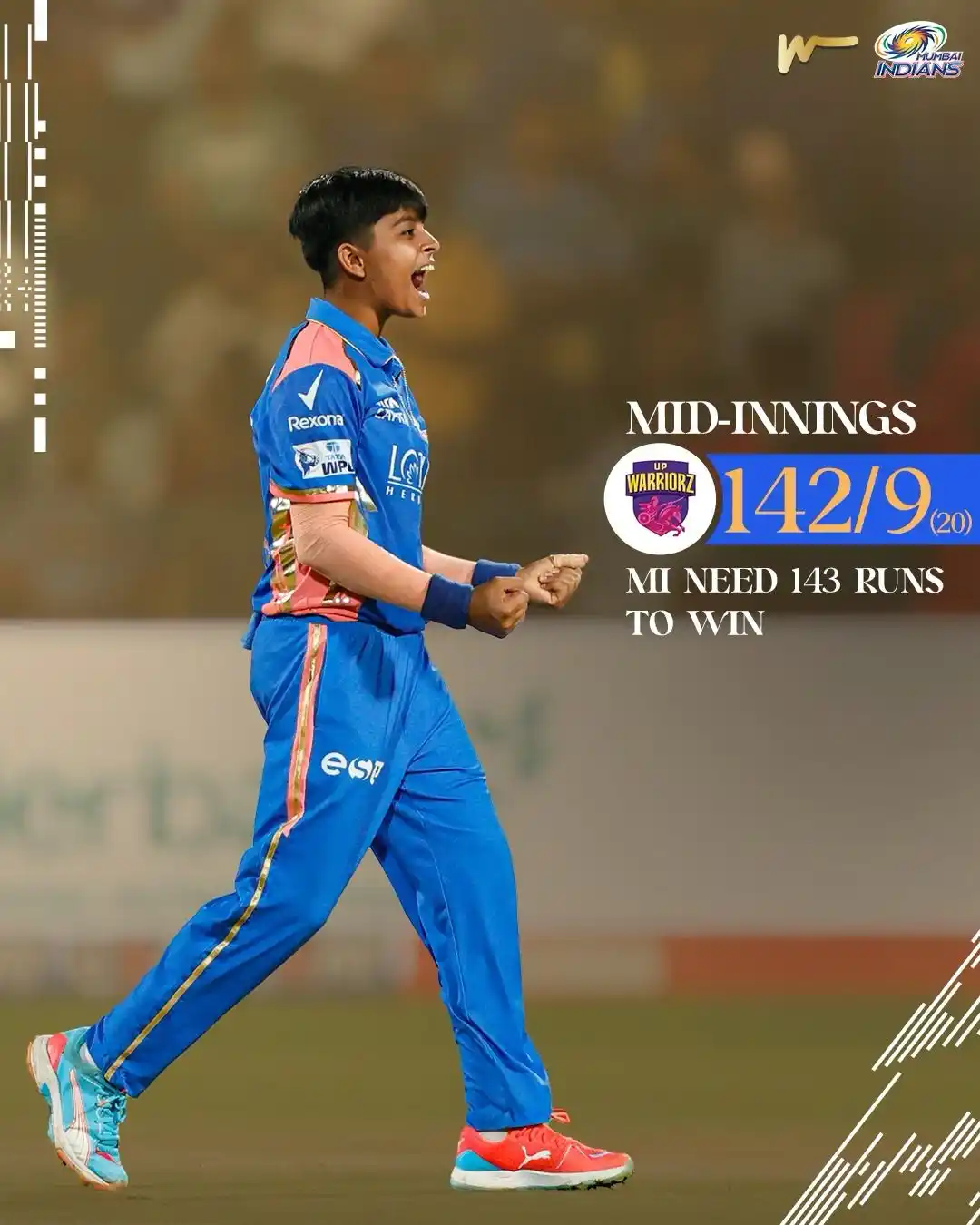 Image from Mumbai Indians: From 81/1 to 142/9, that was some fightback 🤌 <a class="text-blue-50...