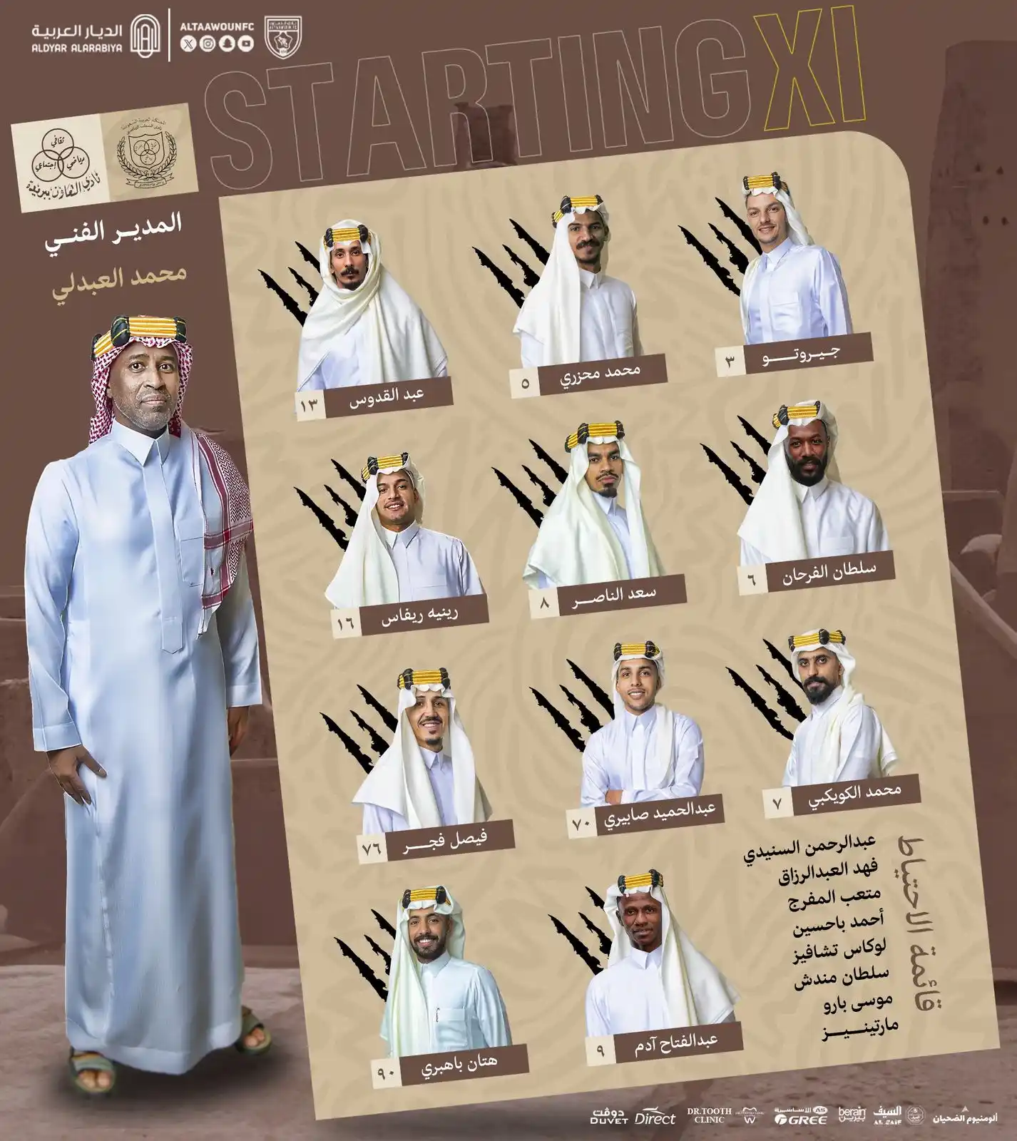 Image from نادي التعاون السعودي : 1️⃣1️⃣ ذئب وقع عليهم اختيار المدير الفني الوطني "محمد العبدلي" لمواجه...