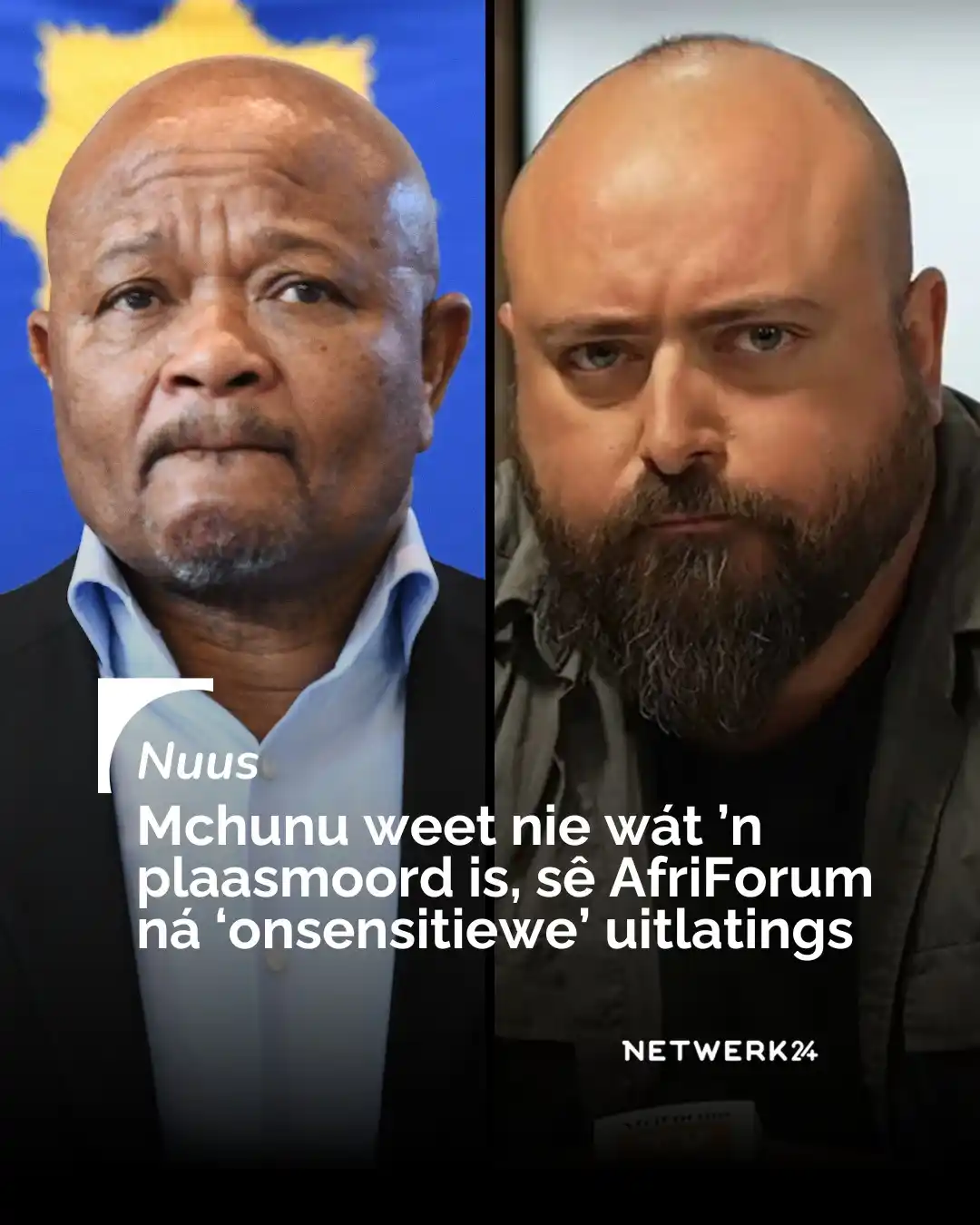 Image from Netwerk24 : Die bewering van Senzo Mchunu, minister van polisie, dat slegs een boe...