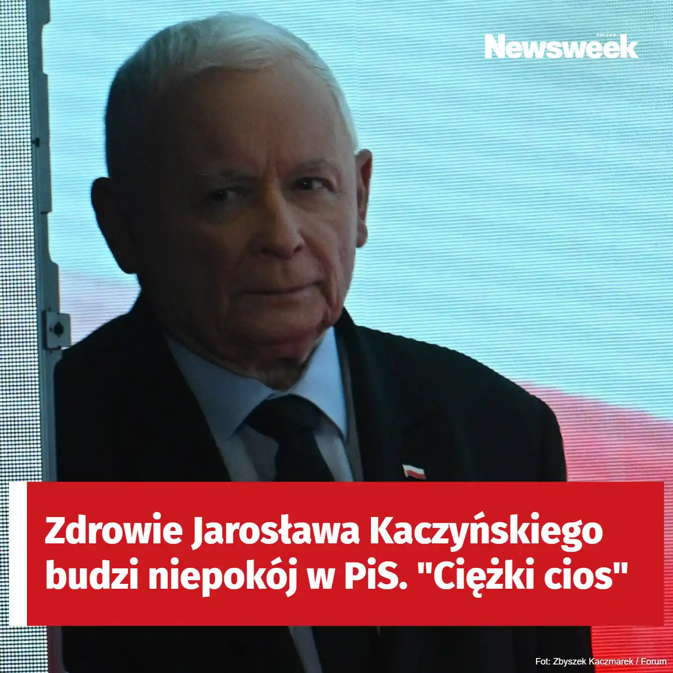 Image from Newsweek Polska: "Prezes jest trochę wycofany przez zdrowie. Powinien się oszczędzać" ➡...