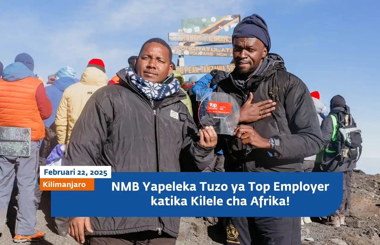 Image from NMB Bank Plc: Top Employer at the Top of Africa! Baada ya kutambuliwa kama Mwajiri ...