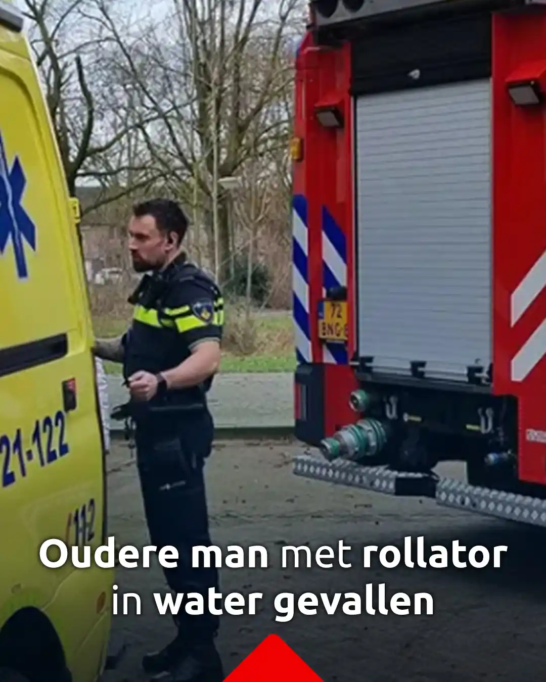 Image from Omroep Brabant: *Oudere man rijdt met rollator van de stoep en valt in het water* Het...