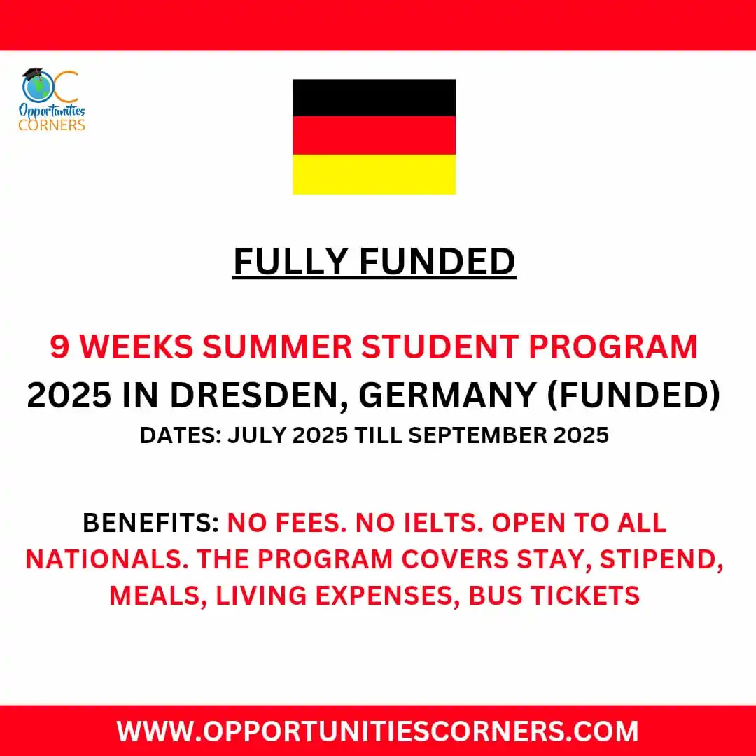 Image from OpportunitiesCorners.com: 9 Weeks Summer Student Program 2025 in Germany (Funded) The Program C...
