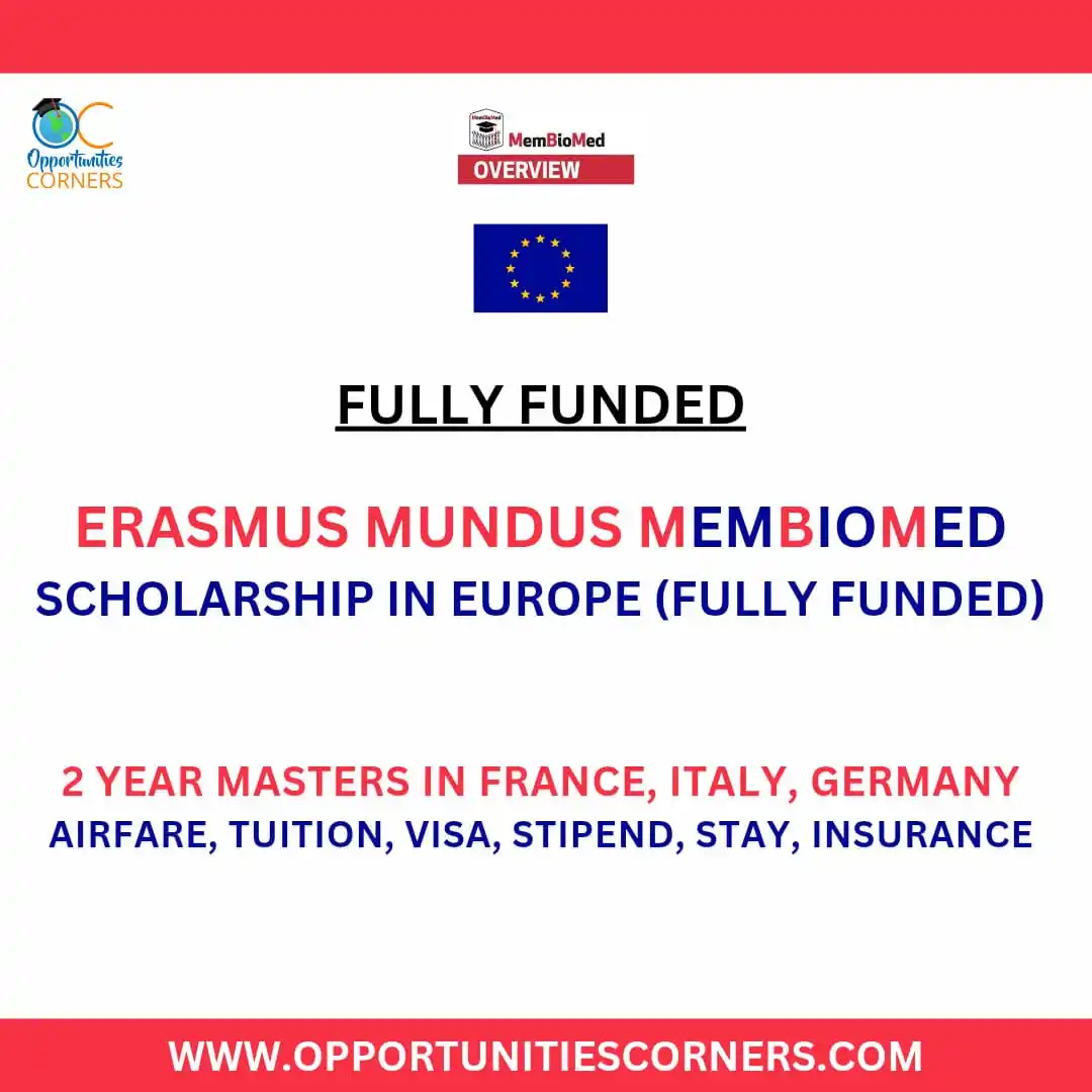 Image from OpportunitiesCorners.com: Erasmus Mundus MemBioMed Scholarship 2025/27 in Europe 🇪🇺 (Fully Fun...