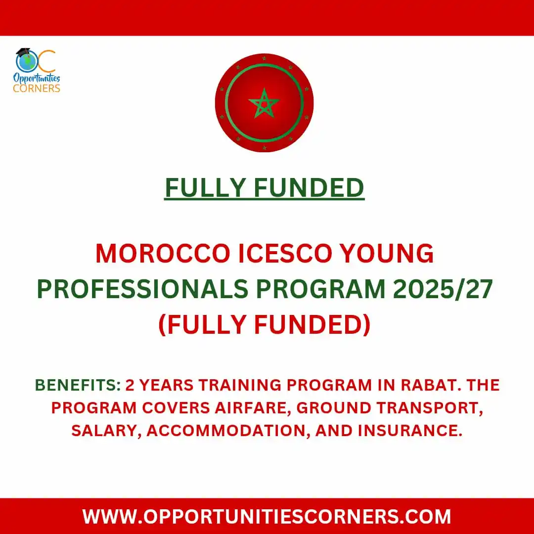 Image from OpportunitiesCorners.com: Morocco 🇲🇦 ICESCO Young Professionals Program 2025/27 (Fully Funded)...