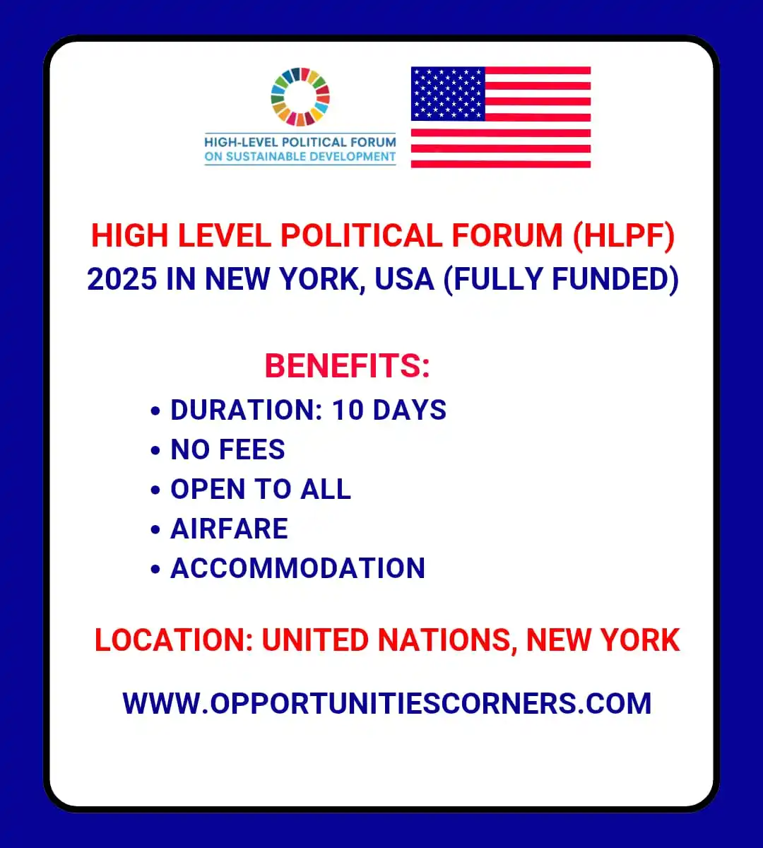 Image from OpportunitiesCorners.com: High Level Political Forum (HLPF) 2025 in USA 🇺🇸 (Fully Funded) 10 ...