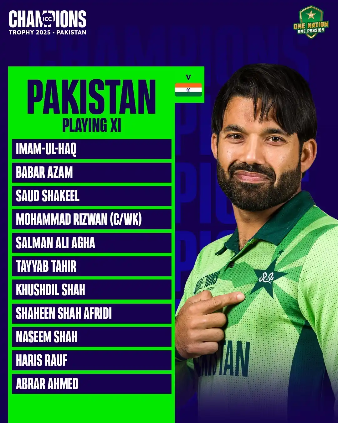 Image from Pakistan Cricket Team: 🚨 TOSS & PLAYING XI 🚨 Pakistan win the toss and elect to bat first ...