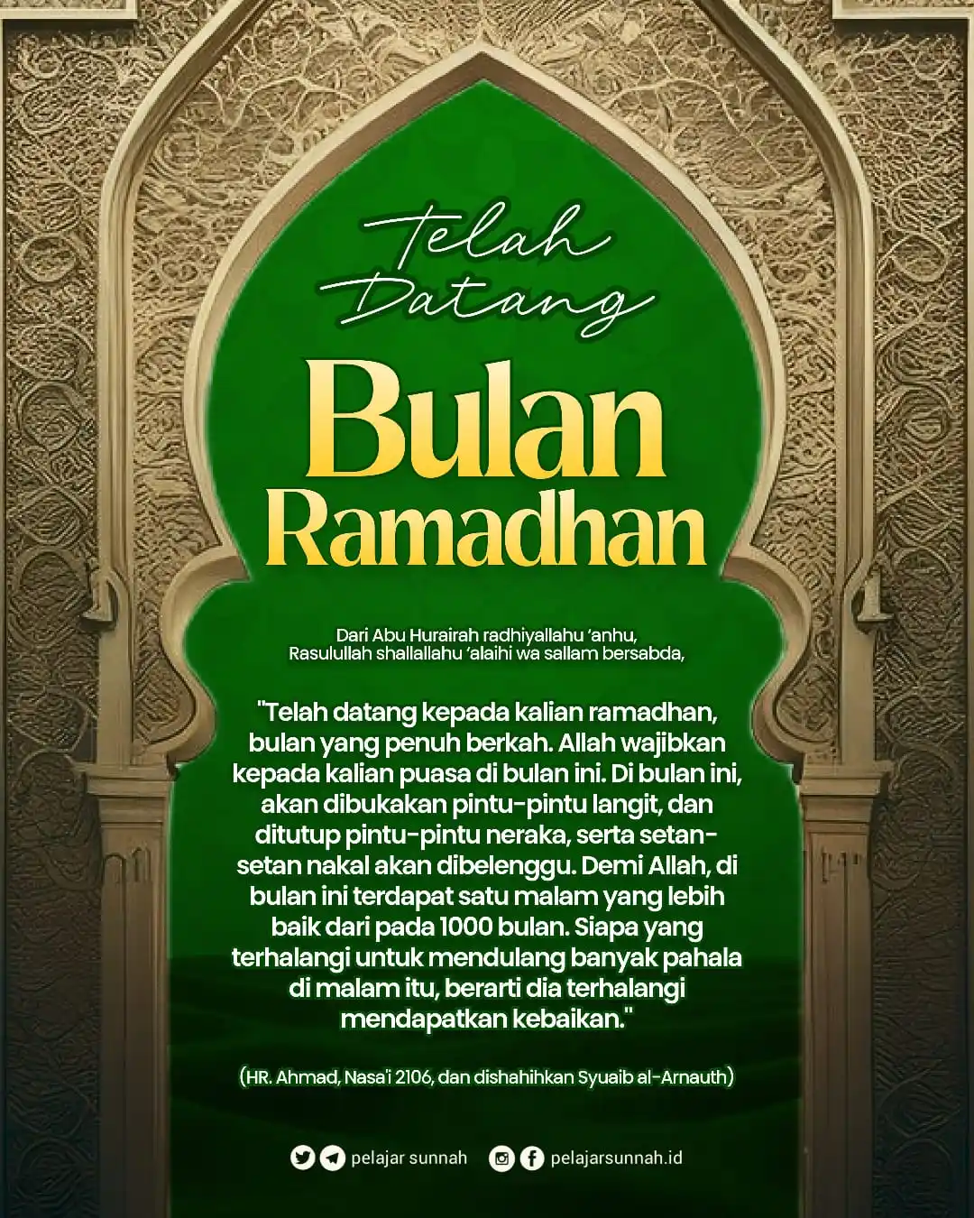 Image from PELAJAR SUNNAH: 🌻🌙️ *TELAH DATANG BULAN RAMADHAN*  Dari Abu Hurairah radhiyallahu ‘a...