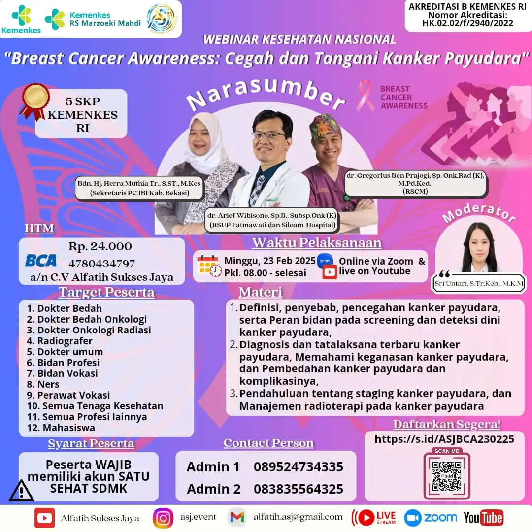 Image from Pemburu SKP Kemenkes: *WEBINAR UNTUK TENAGA KESEHATAN & PROFESI LAINNYA* *Breast Cancer Awa...