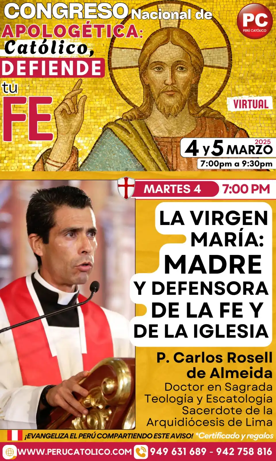 Image from Perú Católico: 🙋🏻♂️ *P. Carlos Rosell* te invita al 🔥 *"Congreso Nacional de Apol...