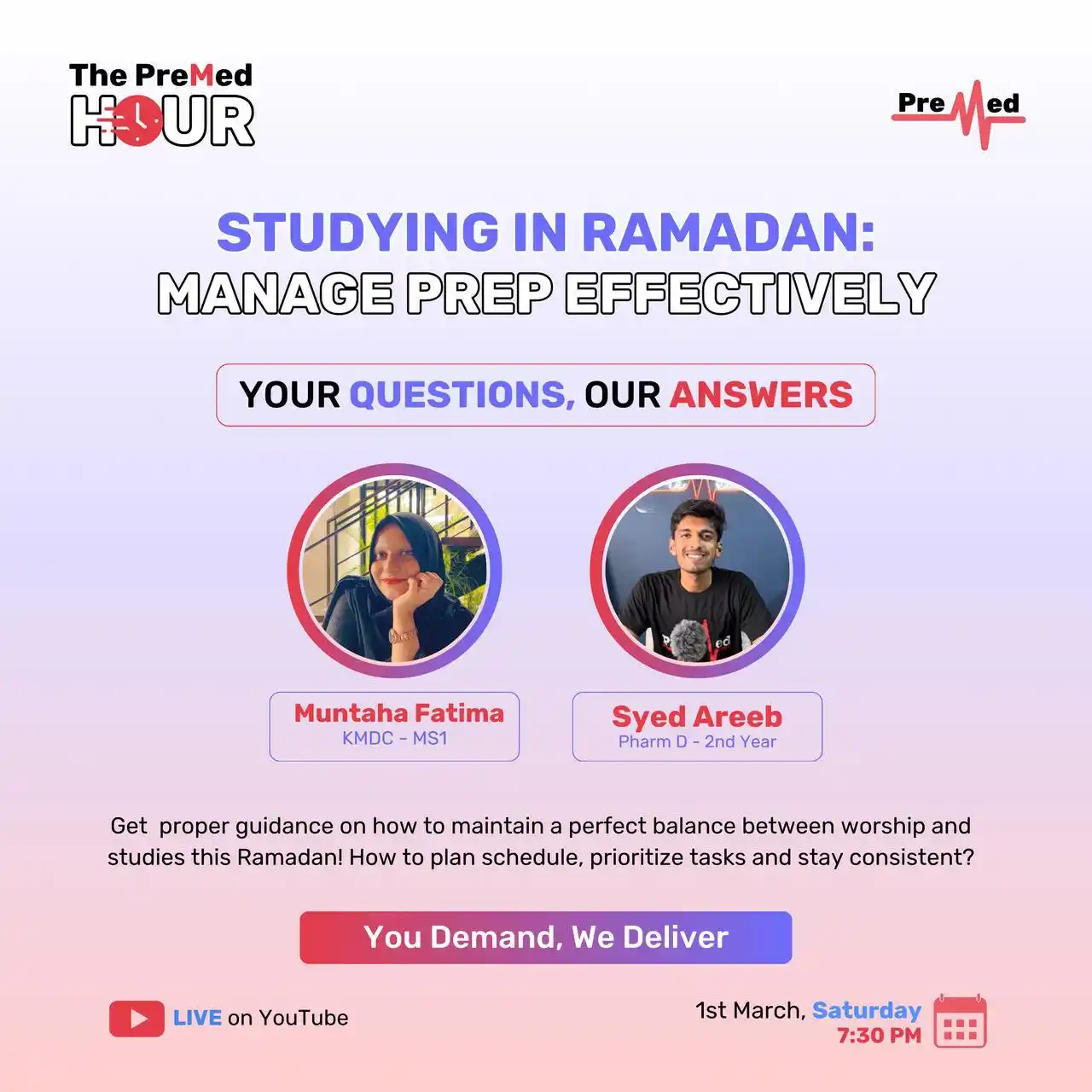 Image from PreMed.PK MDCAT Updates & News: 🚨 We’re going LIVE TODAY at 7:30 PM! 🚨  Join us on The PreMed Hour a...