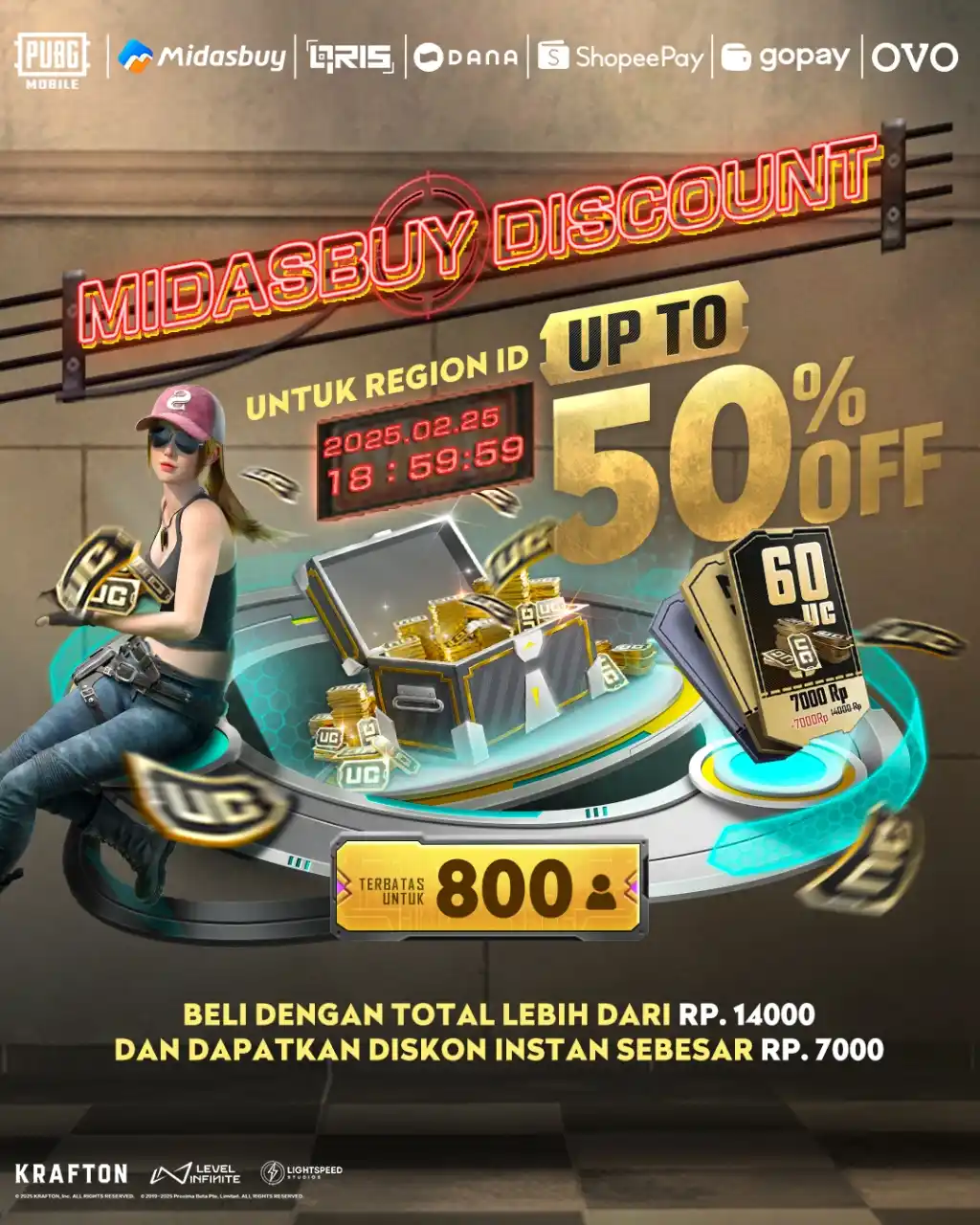 Image from PUBG MOBILE Indonesia: Diskon kilat Midasbuy hadir!⚡🤑 Topup total lebih dari Rp 14.000, dan ...