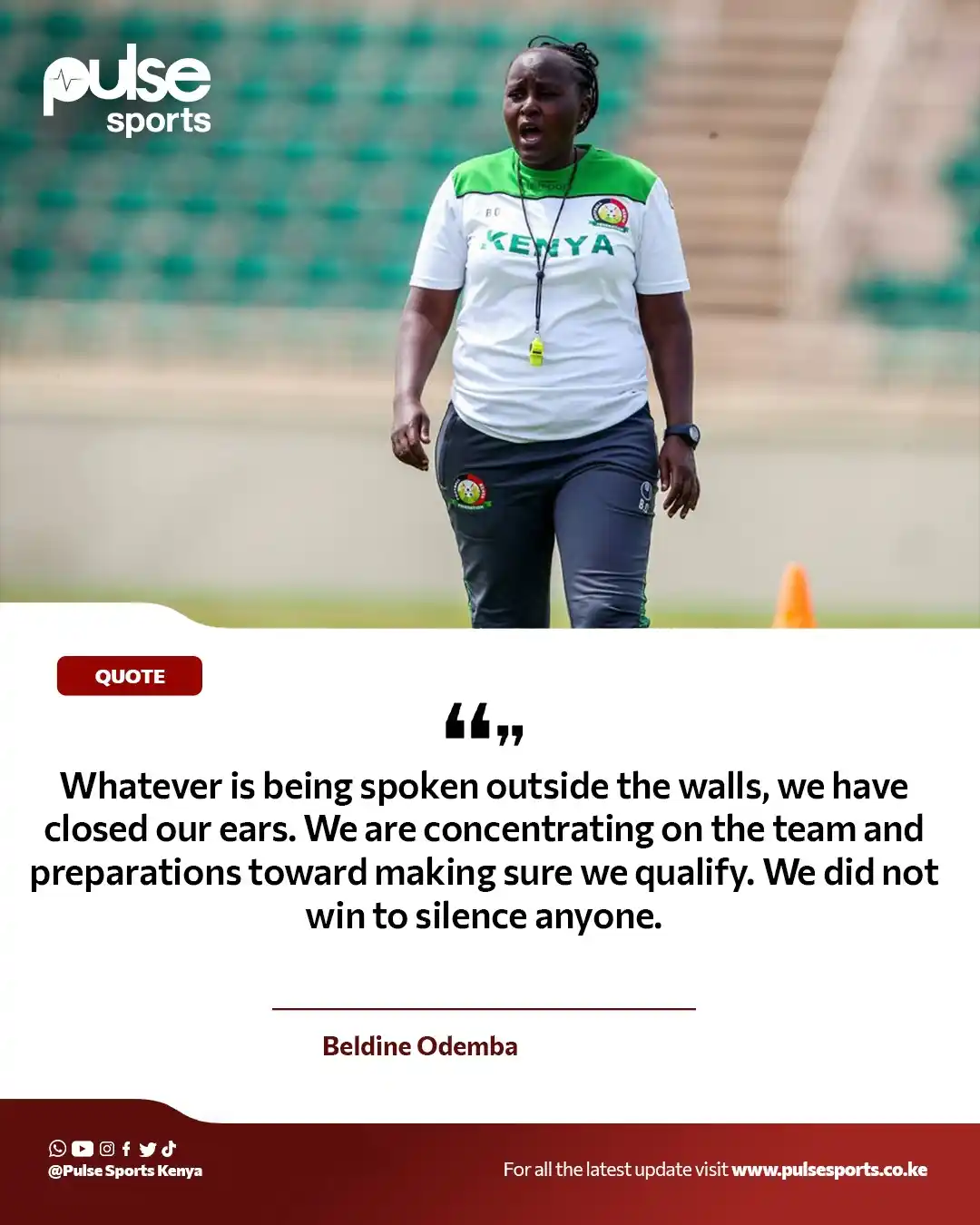 Image from Pulse Sports Kenya : 🎙 | Harambee Starlets coach Beldine Odemba has expressed confidence s...
