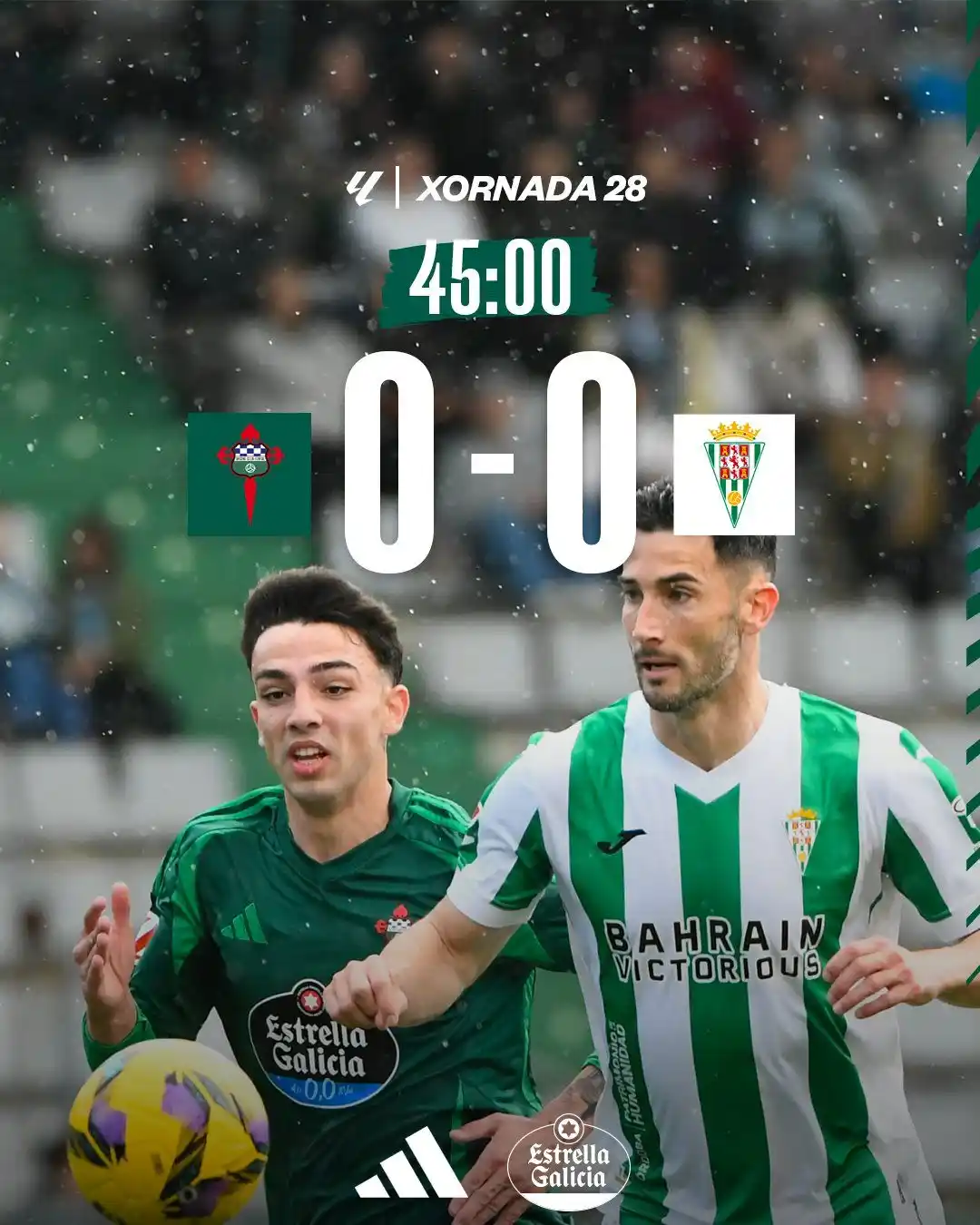 Image from Racing Club Ferrol: 1⃣⏸️⏱️4⃣5⃣ | 0-0 | Tempo de lecer en A Malata <a class="text-blue-500 ...