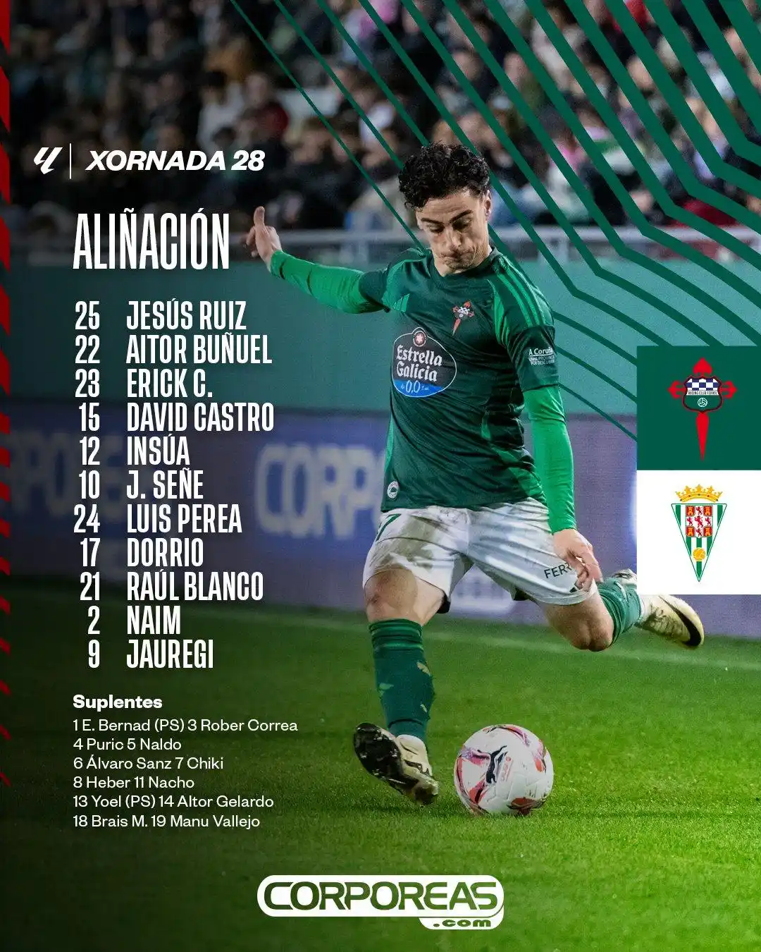 Image from Racing Club Ferrol: 👋 Moi boas tardes! 📋 Chegou a hora da aliñación do Racing 🆚 Córdob...