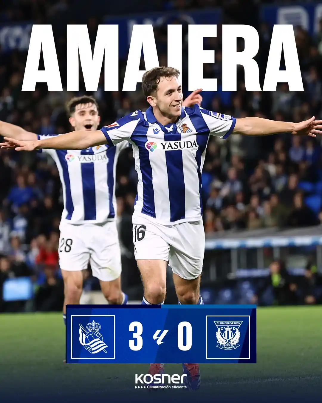 Image from Real Sociedad: ✅ Beste garaipen bat etxean. AUPA REAL!!! 💙  <a class="text-blue-500 ...