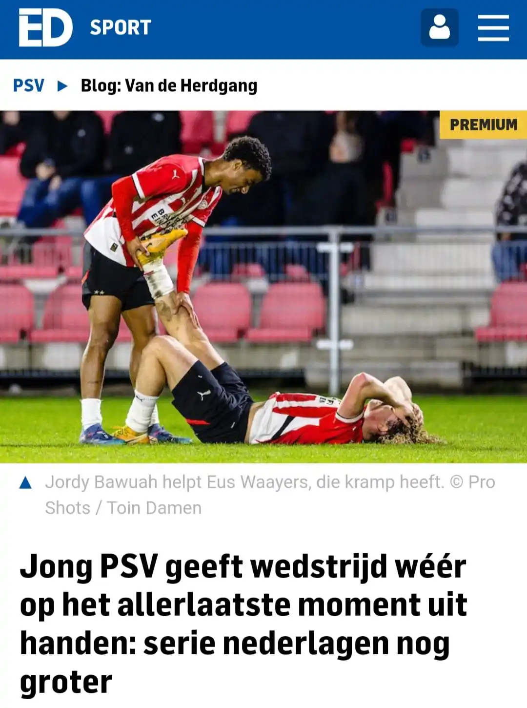 Image from Rik Elfrink - PSV - ED: Jong PSV baalt na nederlaag 6 op rij. Zie: https://www.ed.nl/psv/jong-...