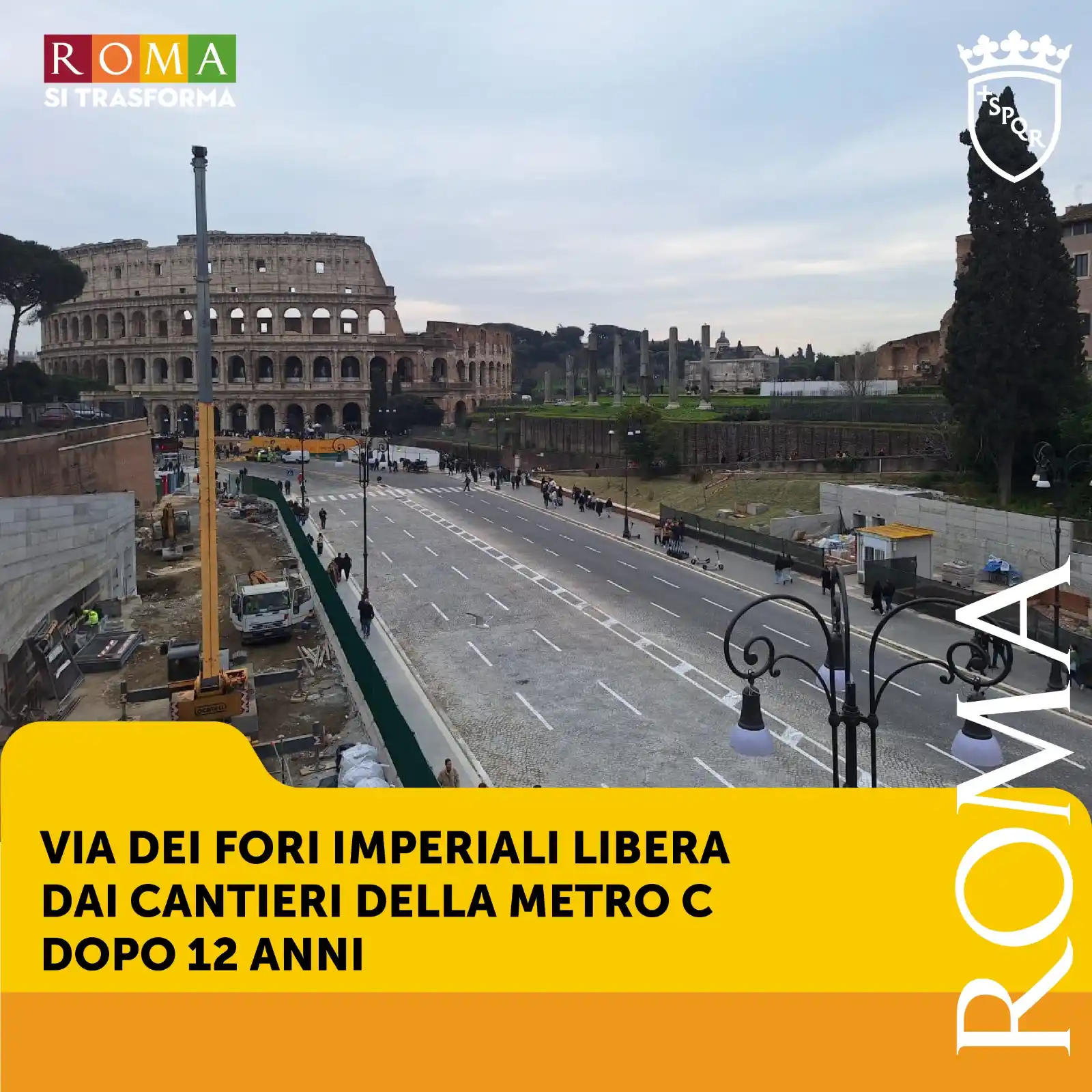 Image from Roma Capitale: 🚇 Da mercoledì 19 febbraio l’assetto del cantiere su via dei Fori Imp...