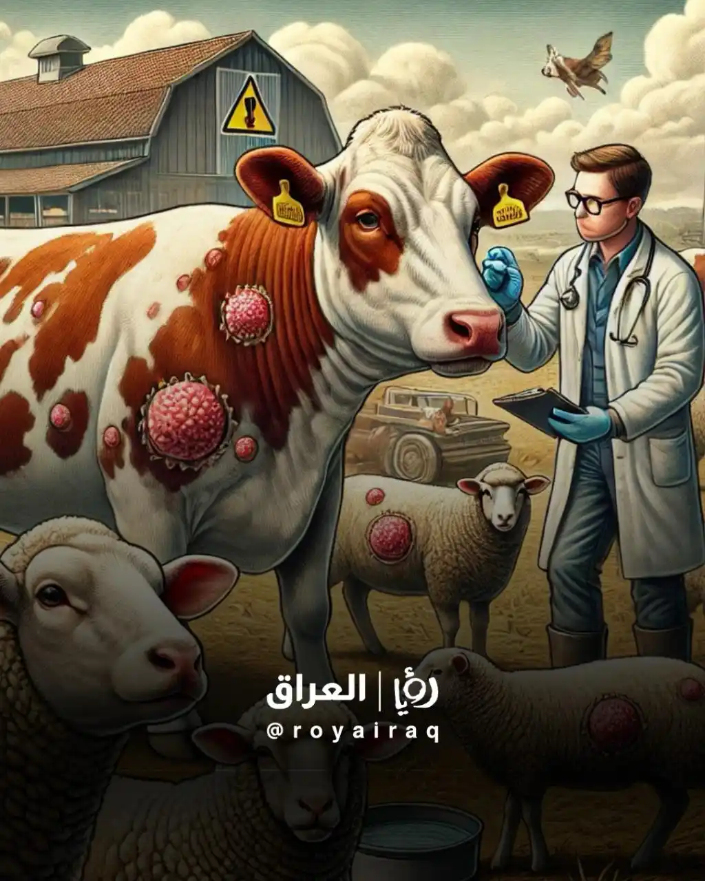Image from Roya Iraq - رؤيا عراق: 🚨 الحمى القلاعية.. خطر يهدد الثروة الحيوانية! 🐄🐑 *⚠️ ما هي الحمى...