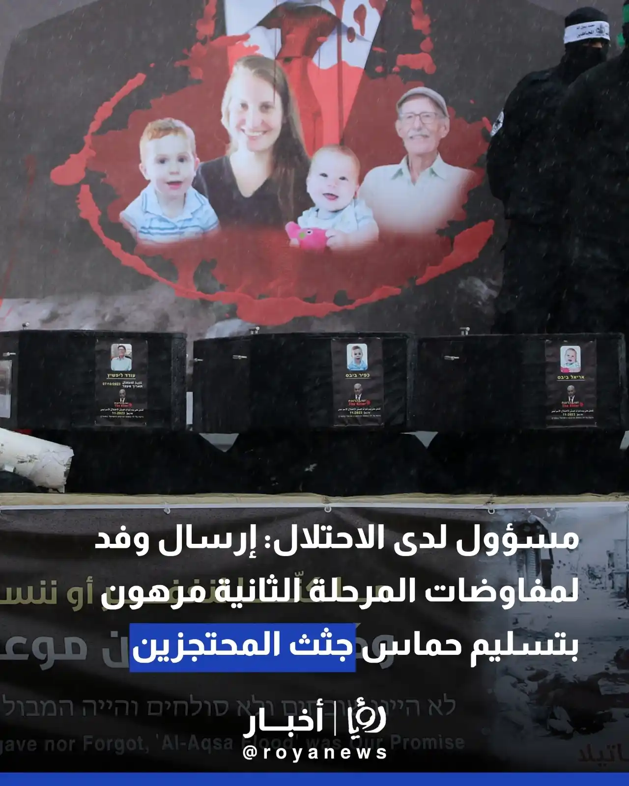 Image from Roya Palestine - رؤيا فلسطين: مسؤول لدى الاحتلال: إرسال وفد لمفاوضات المرحلة الثانية مرهون بتسليم حم...