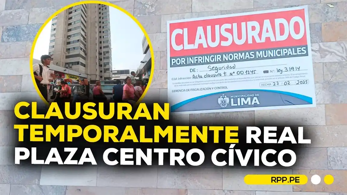 Image from RPP Noticias: 🔴 Municipalidad de Lima clausuró de manera temporal el Real Plaza Cen...