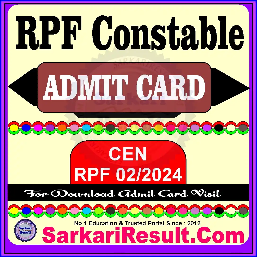 Image from Sarkari Result SarkariResult.Com Official : RPF Constable Admit Card / Exam City 2025 👉Exam City : परीक्षा तिथि क...