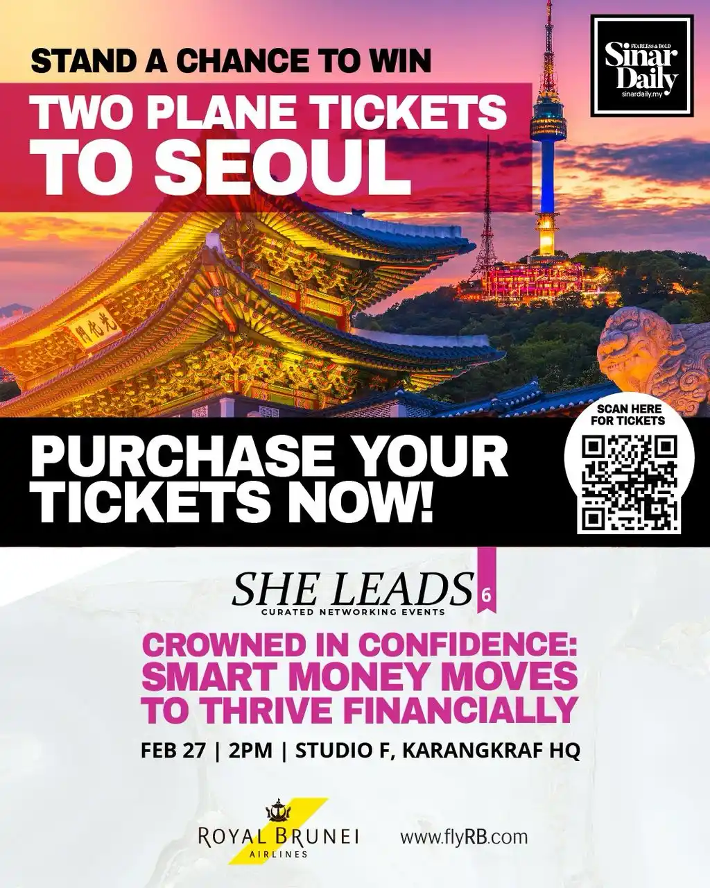 Image from Sinar Daily: Attend She Leads 6 and be eligible to win a pair of tickets to Seoul, ...