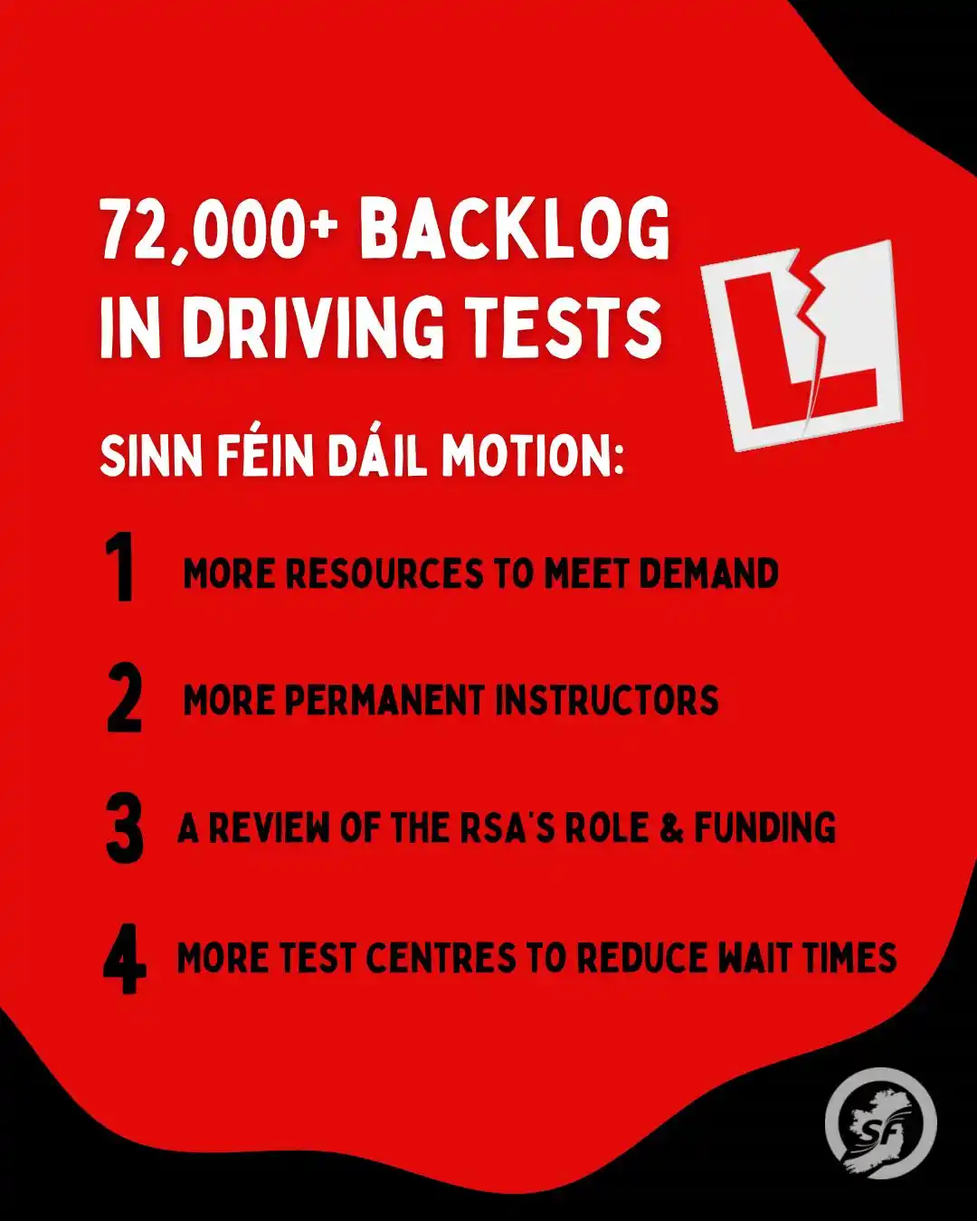 Image from Sinn Féin : 🚗The government has failed to act on the driving test crisis Sinn Fé...