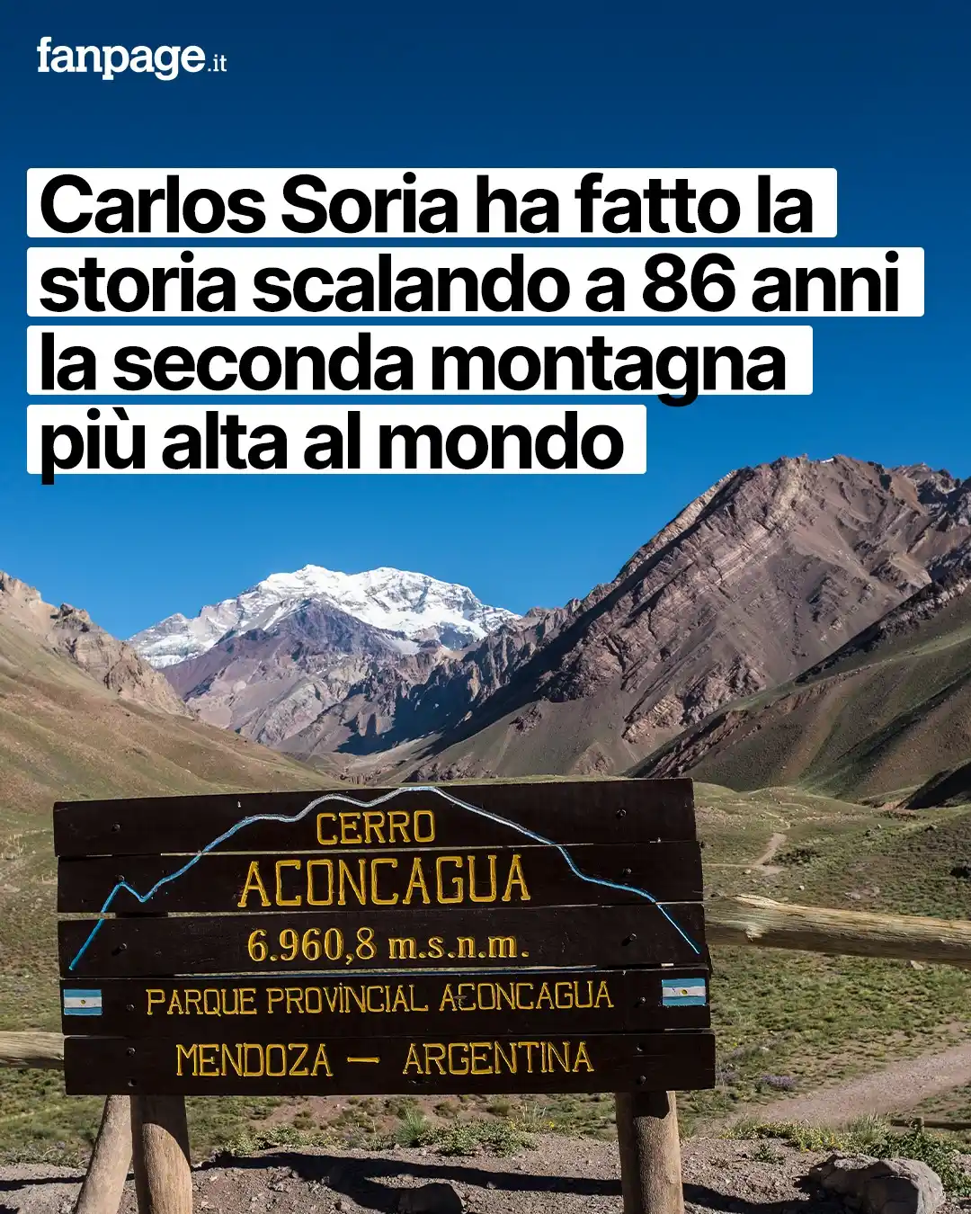 Image from Sport Fanpage.it: ⛰️ Carlos Soria nella leggenda: vetta dell’Aconcagua a 86 anni! 🔥💪 ...