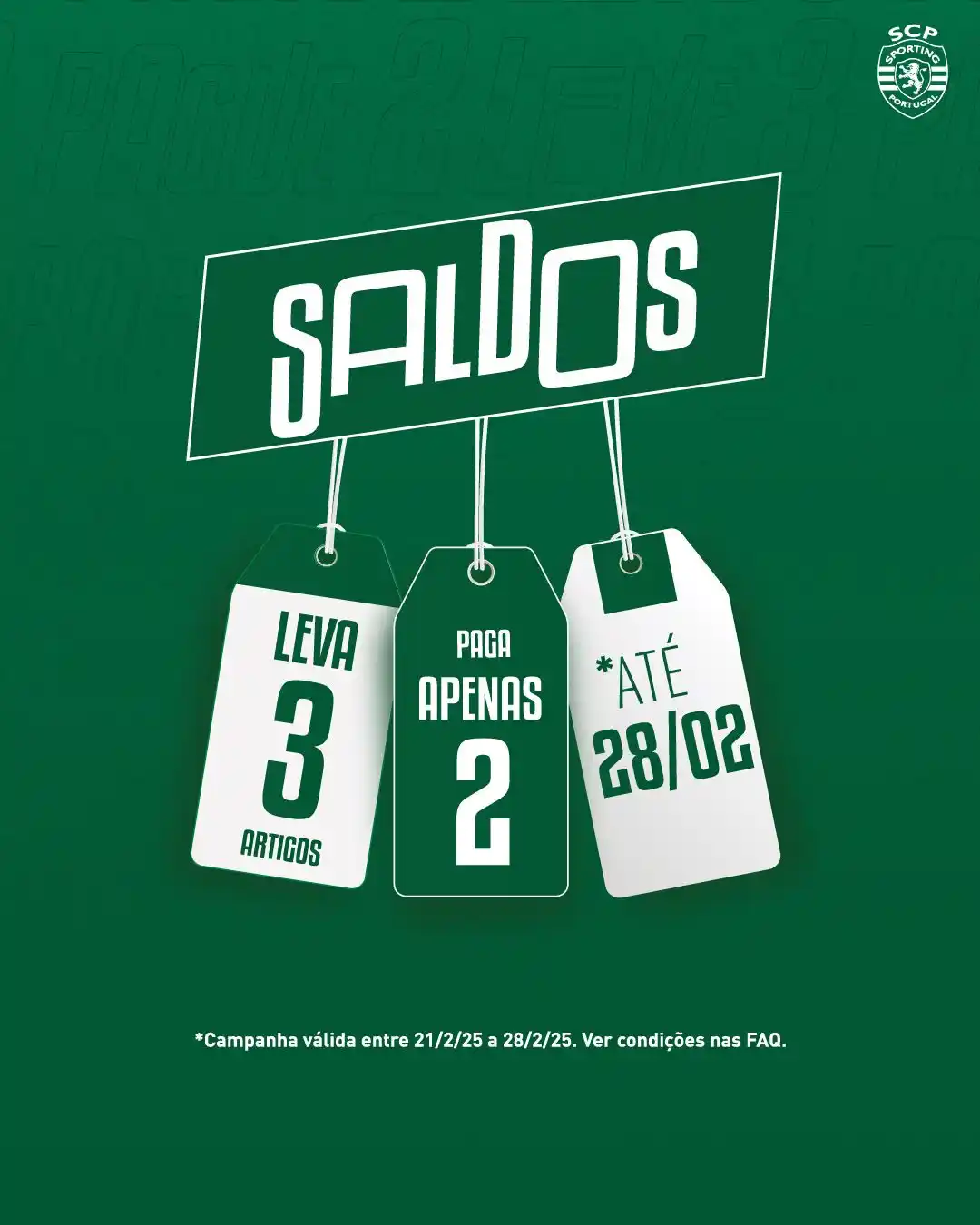Image from Sporting CP: Leva 3️⃣ artigos e paga apenas 2️⃣ Até dia 28/2, aproveita esta opor...