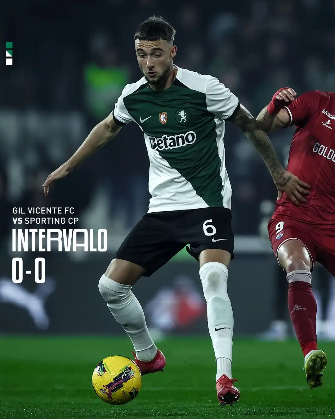 Image from Sporting CP: ⏸️ Tudo empatado sem golos no final dos primeiros 45 minutos.  🔴 0-0 ...
