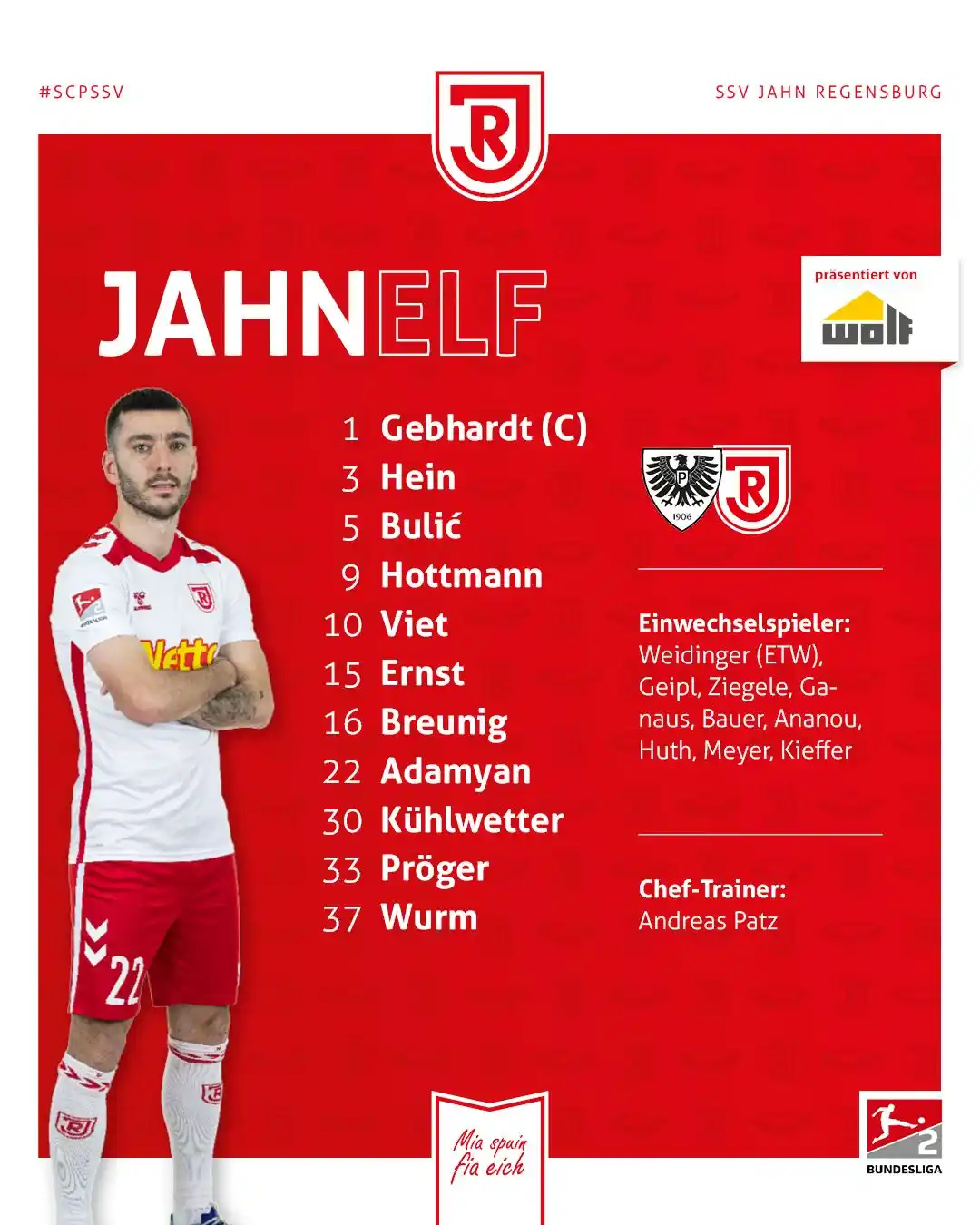 Image from SSV Jahn Regensburg: Die Start-1️⃣1️⃣ für die heutige Herausforderung in Münster ⚪🔴 <a cla...