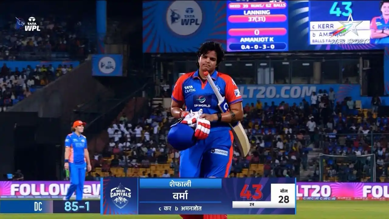 Image from Star Sports India: *Shafali Verma* was in full flow, but Amanjot puts an end to the firew...