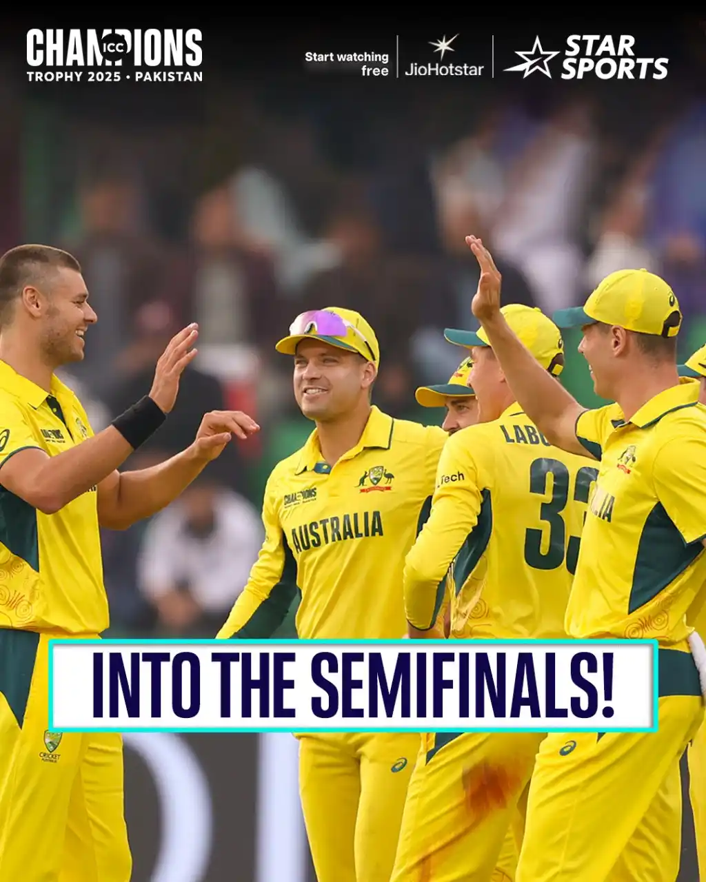 Image from Star Sports India: With the match being abandoned due to rain, AUSTRALIA HAVE QUALIFIED F...