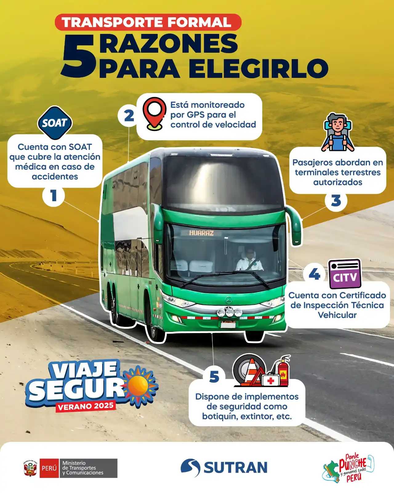 Image from Sutran Perú: Elige transporte formal y viaja con seguridad. 🚍🔒 Protégete a ti ya ...
