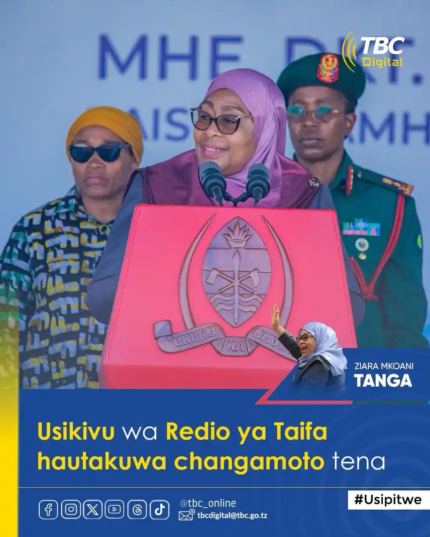 Image from tbc_online: *Rais Samia Suluhu Hassan amesema changamoto za usikivu hafifu wa Redi...