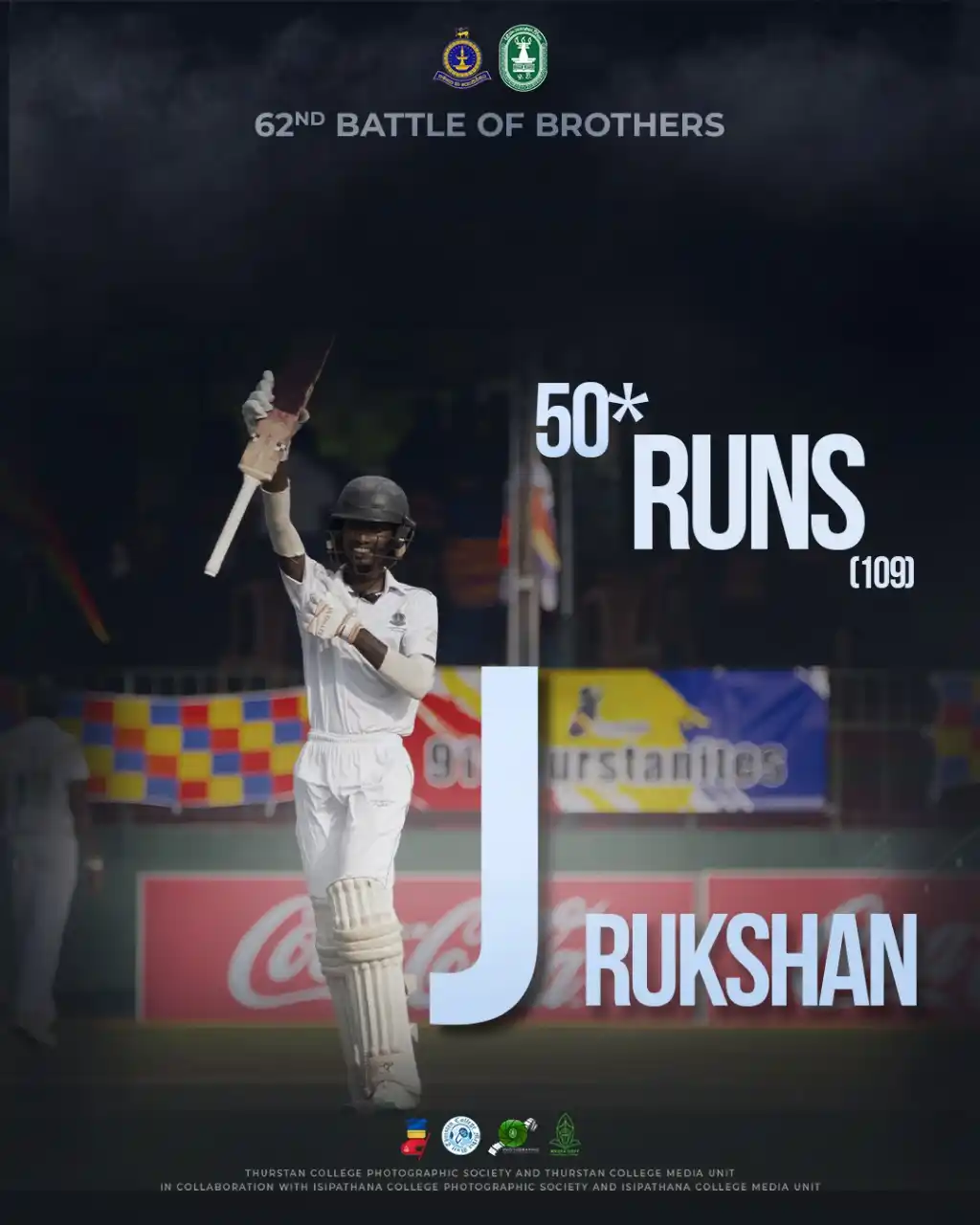 Image from TCMUOfficial🇷🇴🎙️: J. Rukshan leads Thurstan College to a solid half-century at the 62nd ...