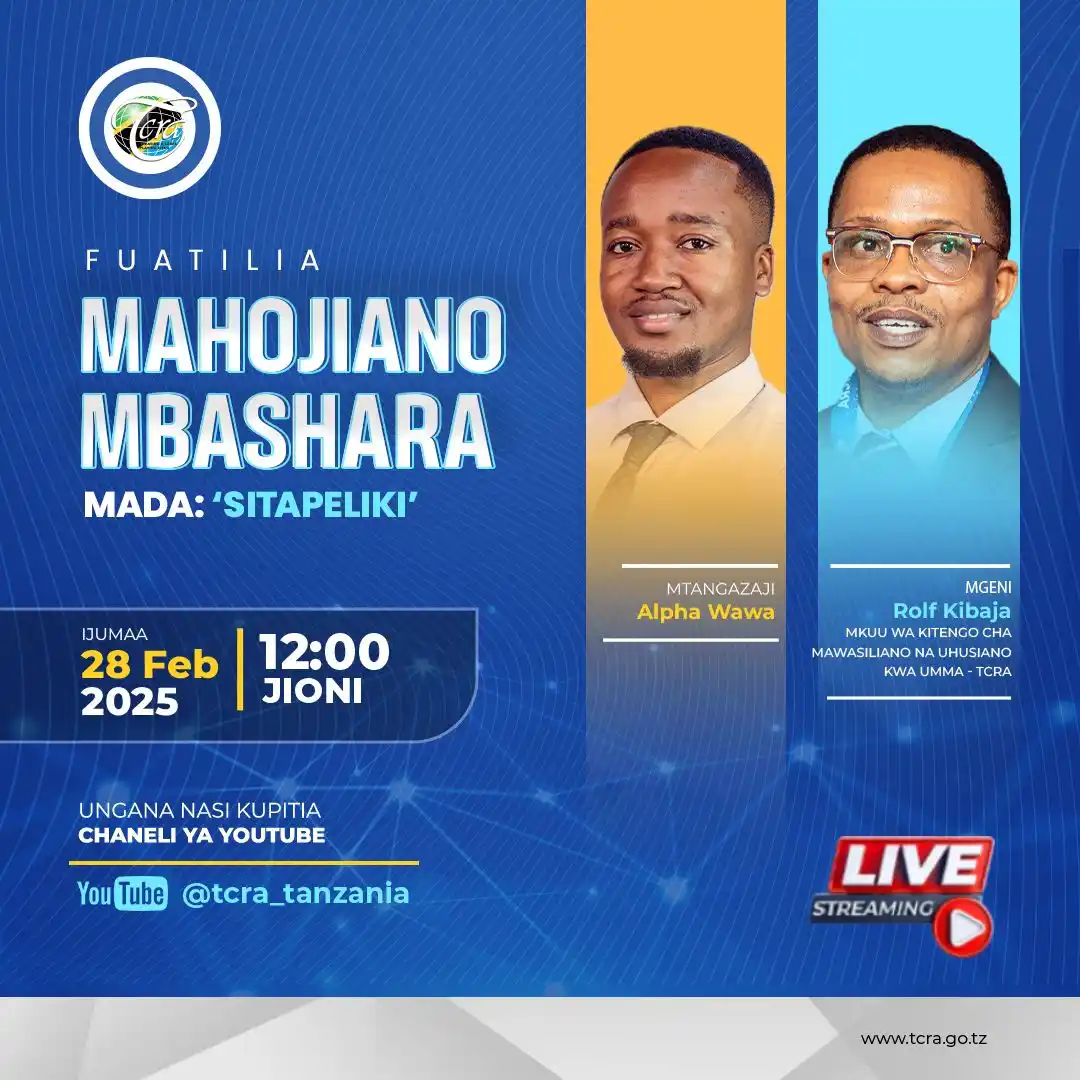 Image from TCRA TANZANIA: 📌 MATANGAZO MBASHARA KUPITIA CHANELI YA YOUTUBE YA TCRA @tcra_tanzani...