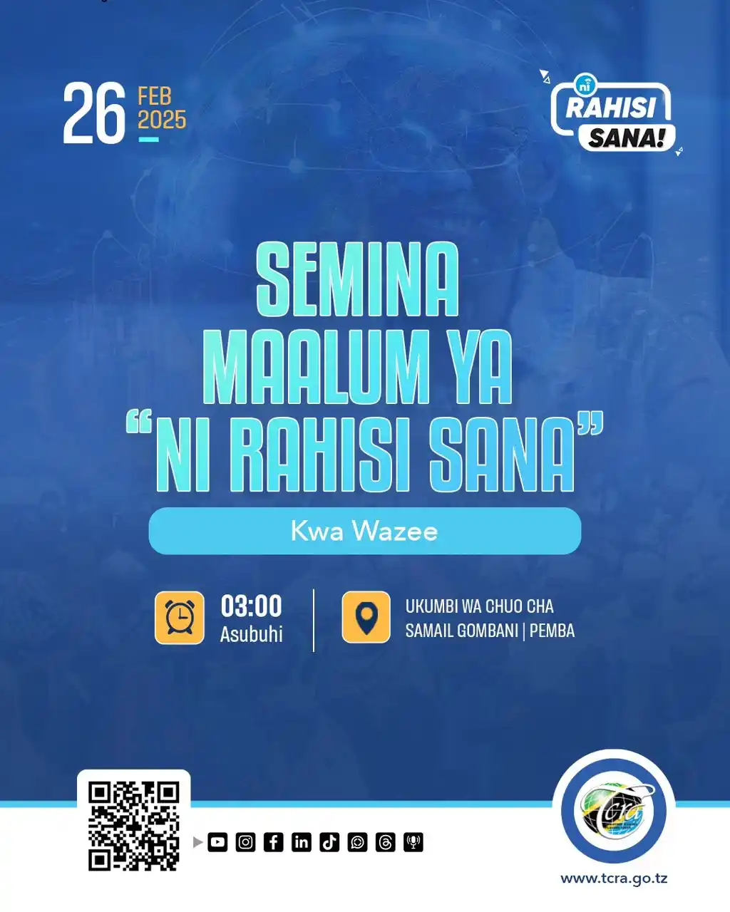 Image from TCRA TANZANIA: 📌SEMINA MAALUM YA “NI RAHISI SANA” kwa Wazee Imeandaliwa na TCRA ofi...