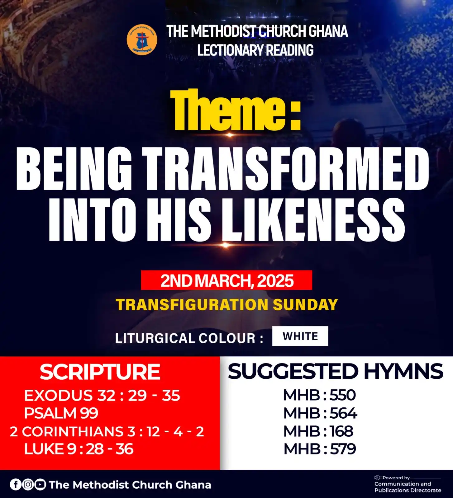 Image from THE METHODIST CHURCH GHANA: 📣 | 𝗟𝗘𝗖𝗧𝗜𝗢𝗡𝗔𝗥𝗬 𝗥𝗘𝗔𝗗𝗜𝗡𝗚   Join us this Sunday for wor...