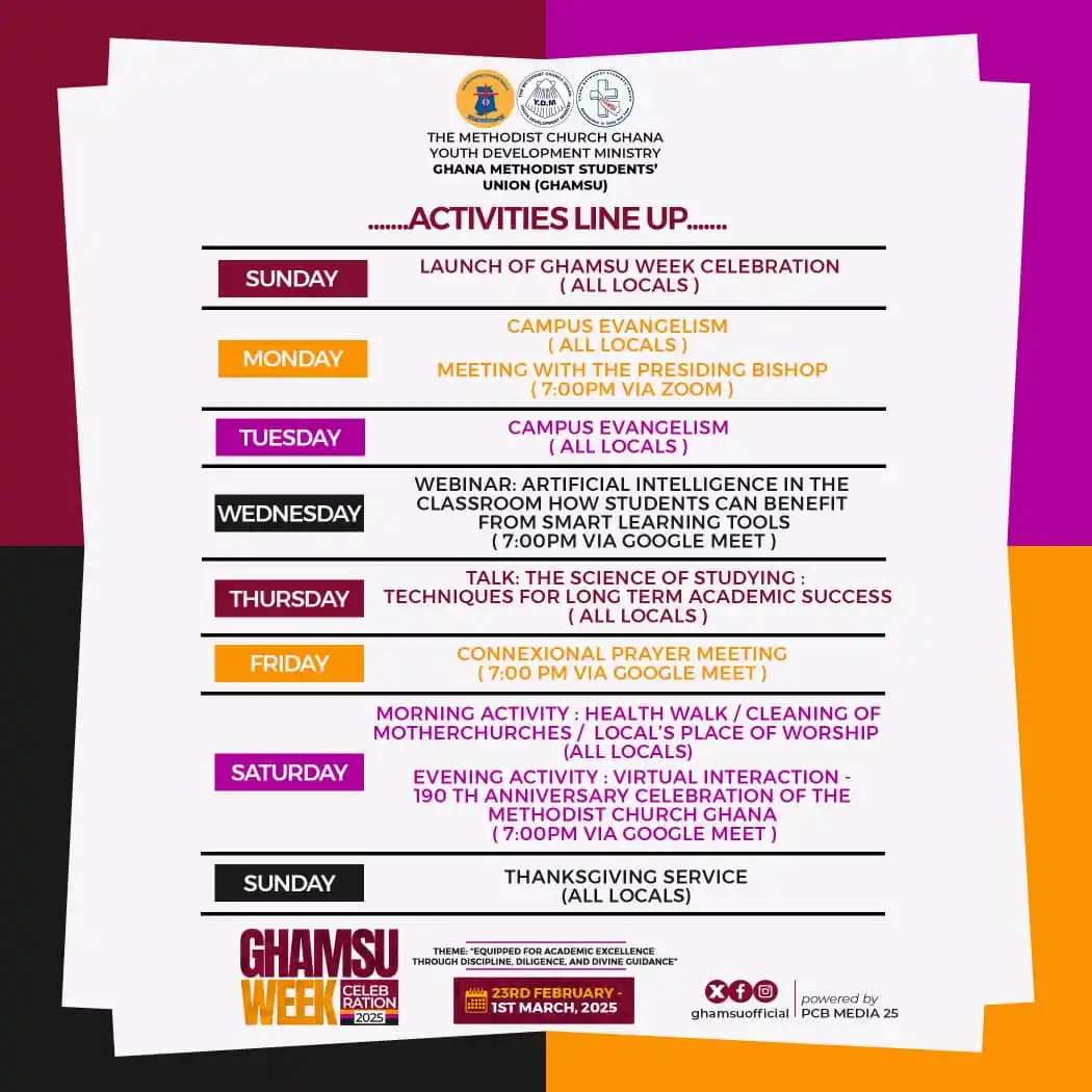 Image from THE METHODIST CHURCH GHANA: Ambassadors oo🥳🥳 GHAMSU WEEK 2025🥳🥳🥳🥳 Ignite Your Faith🔥 Empo...