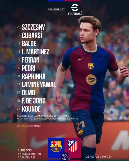 Image from Tiempo de Juego COPE: 💥 ¡Ya hay ONCE del @FCBarcelona ante el @Atleti! 🏆 Montjuic | Ida se...