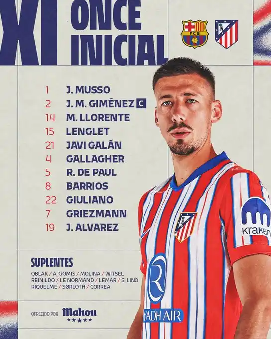 Image from Tiempo de Juego COPE: 💥 ¡Ya hay ONCE del @Atleti ante el @FCBarcelona! 🏆 Montjuic | Ida se...