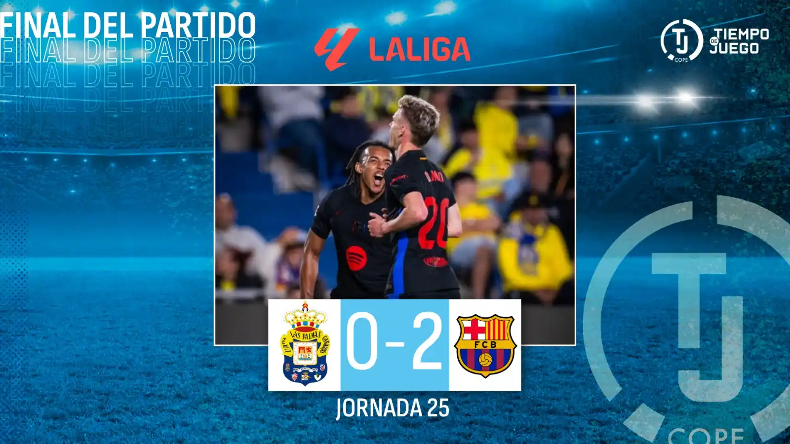 Image from Tiempo de Juego COPE: 💥 ¡FINAL! El Barça sufrió pero ganó en Gran Canaria 👉🏽 Las Palmas 0...