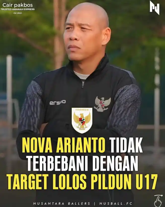 Image from 𝙏𝙞𝙢𝙣𝙖𝙨_𝙘𝙤𝙧𝙚: nusantara.ballers Pelatih Timnas U-17, Nova Arianto, mengaku tidak mer...