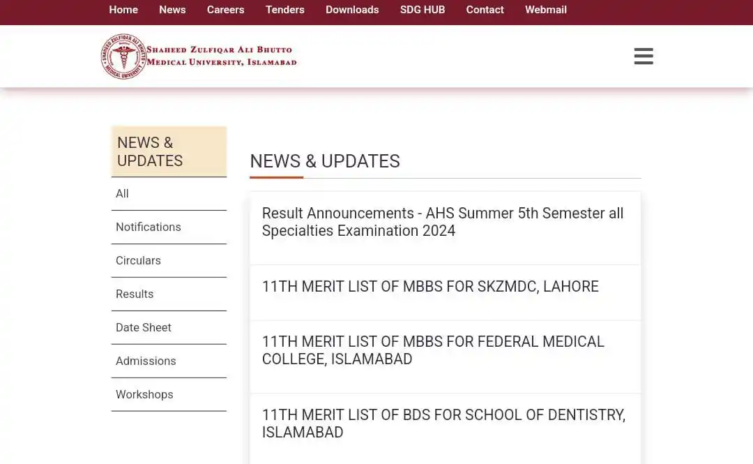 Image from ツ²⁰²⁵KIPS MCQs Bank™ミ: _SZABMU, Islamabad has released 11th merit lists for FMDC, Islamabad &...