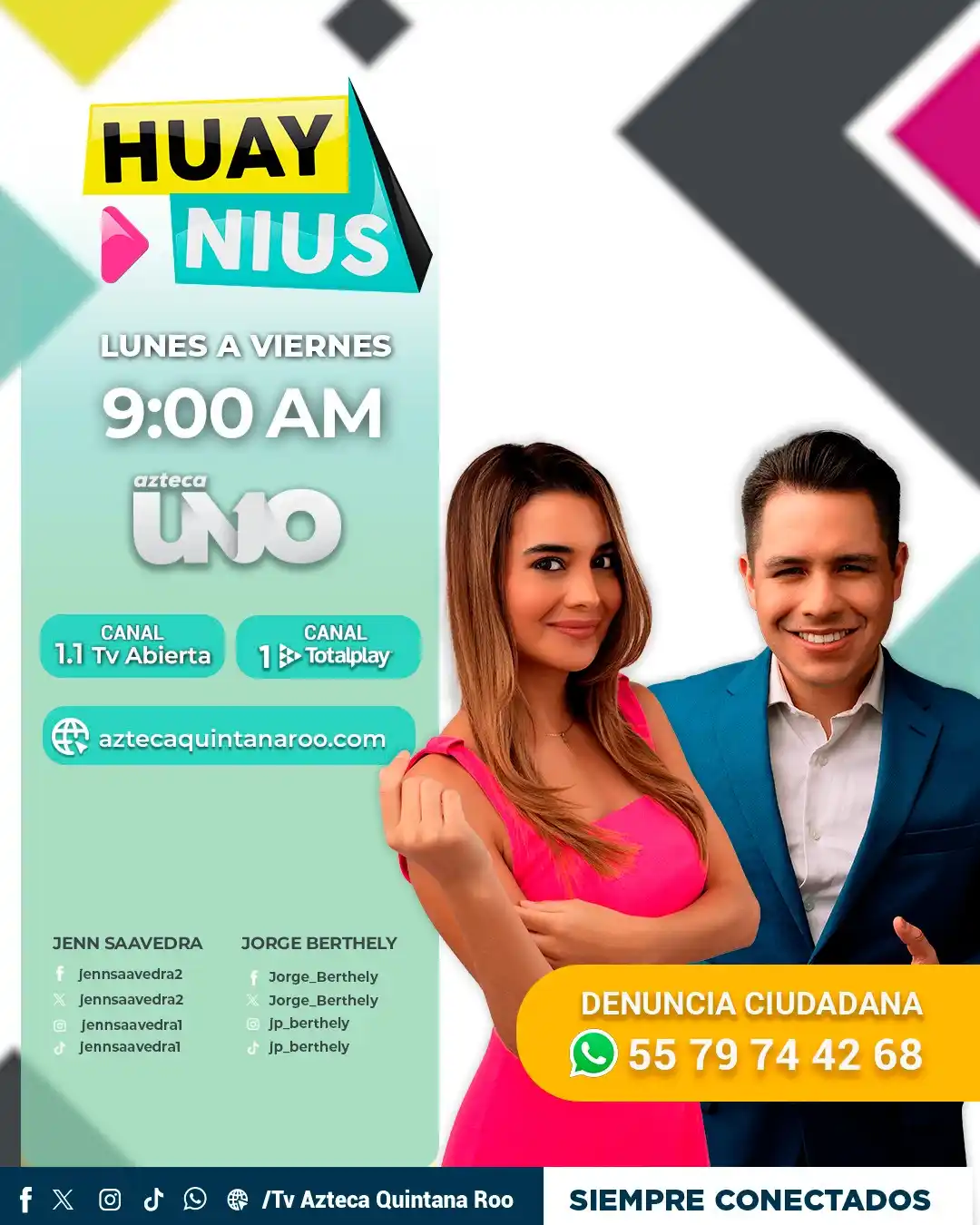 Image from TV Azteca Quintana Roo: ¡Ya está Huay Nius! 📺🟣Totalmente en vivo ✨con Jenn Saavedra y Jorge ...