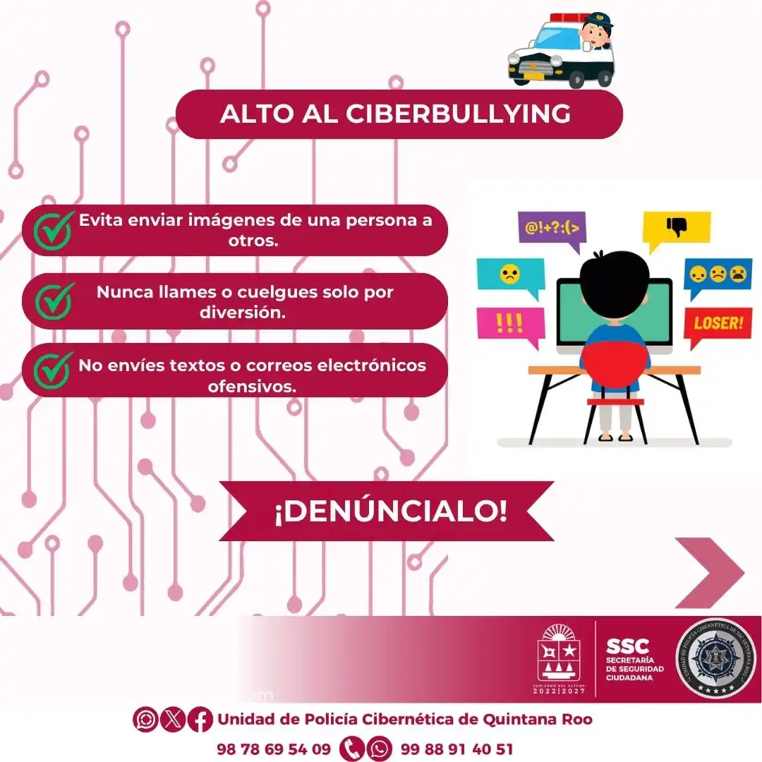 Image from Unidad de Policía Cibernética de Quintana Roo: Las consecuencias del ciberbullying pueden ser graves, afectando la au...